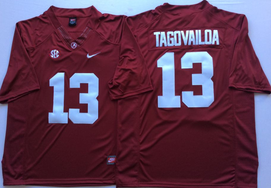 Men Alabama Crimson Tide 13 Tagovailoa Red Nike NCAA Jerseys